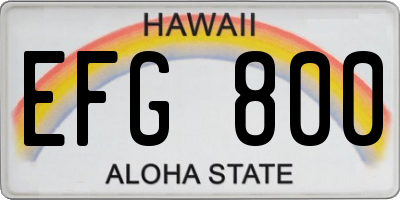 HI license plate EFG800