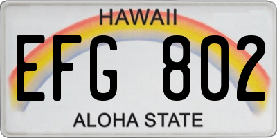 HI license plate EFG802
