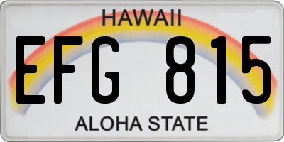 HI license plate EFG815