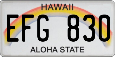 HI license plate EFG830