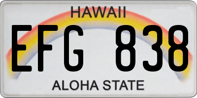 HI license plate EFG838