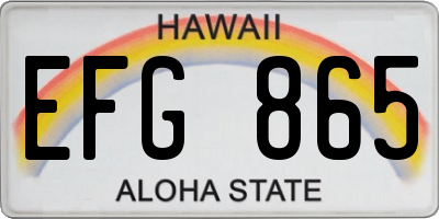 HI license plate EFG865