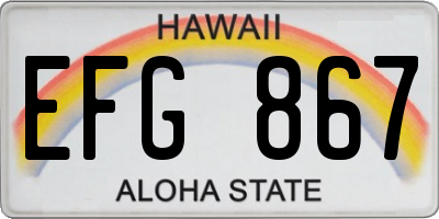 HI license plate EFG867