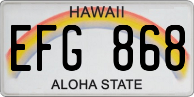 HI license plate EFG868