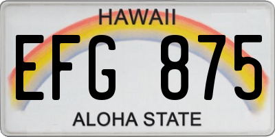 HI license plate EFG875