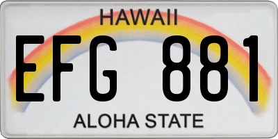 HI license plate EFG881