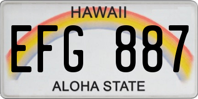 HI license plate EFG887
