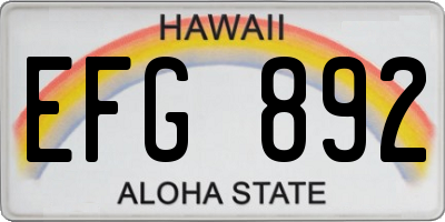 HI license plate EFG892