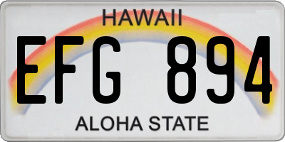 HI license plate EFG894