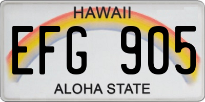 HI license plate EFG905