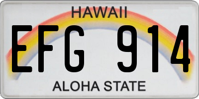 HI license plate EFG914