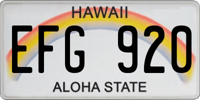 HI license plate EFG920