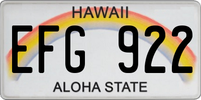 HI license plate EFG922