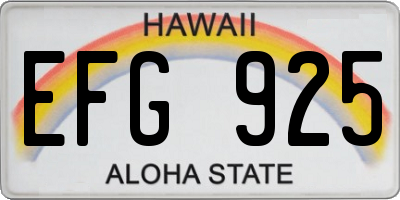 HI license plate EFG925