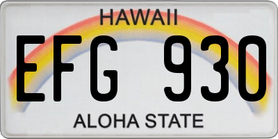 HI license plate EFG930