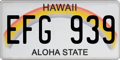 HI license plate EFG939