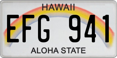 HI license plate EFG941