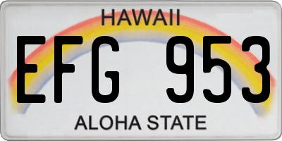 HI license plate EFG953