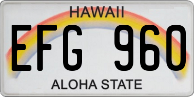 HI license plate EFG960