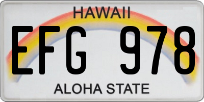 HI license plate EFG978