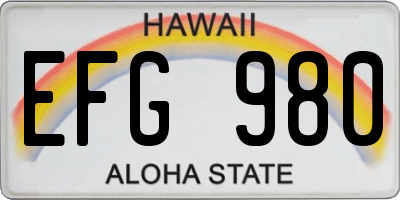 HI license plate EFG980