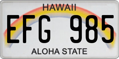 HI license plate EFG985