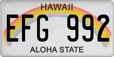 HI license plate EFG992