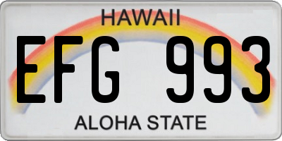 HI license plate EFG993
