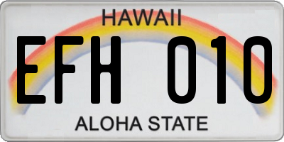 HI license plate EFH010
