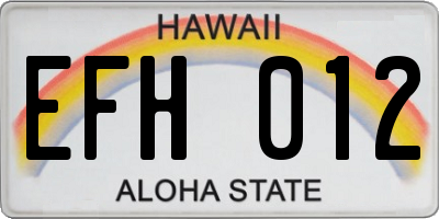HI license plate EFH012