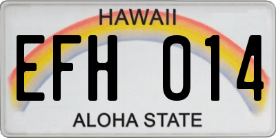 HI license plate EFH014