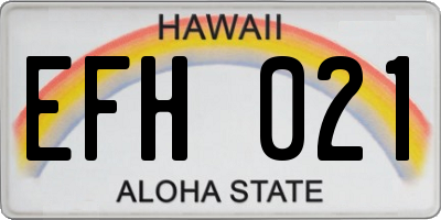 HI license plate EFH021