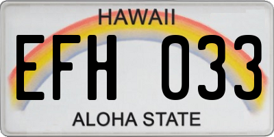 HI license plate EFH033