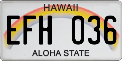 HI license plate EFH036