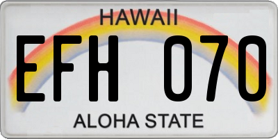 HI license plate EFH070