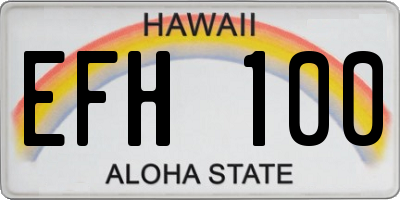 HI license plate EFH100