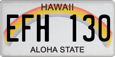 HI license plate EFH130