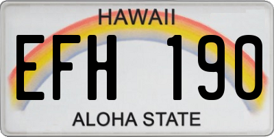 HI license plate EFH190
