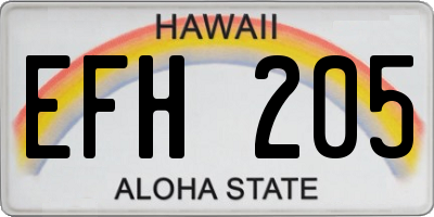 HI license plate EFH205
