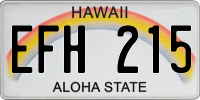 HI license plate EFH215
