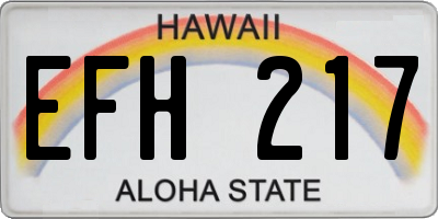 HI license plate EFH217