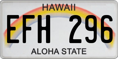 HI license plate EFH296