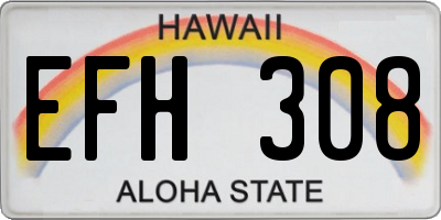 HI license plate EFH308