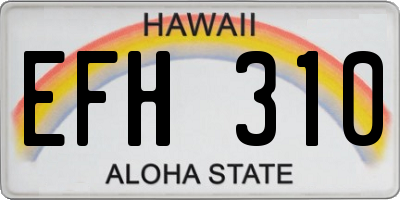 HI license plate EFH310