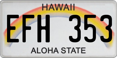 HI license plate EFH353