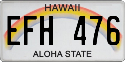 HI license plate EFH476