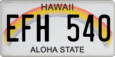 HI license plate EFH540