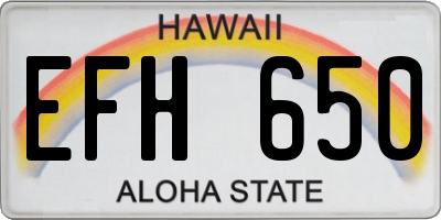 HI license plate EFH650