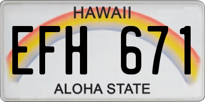 HI license plate EFH671