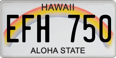 HI license plate EFH750
